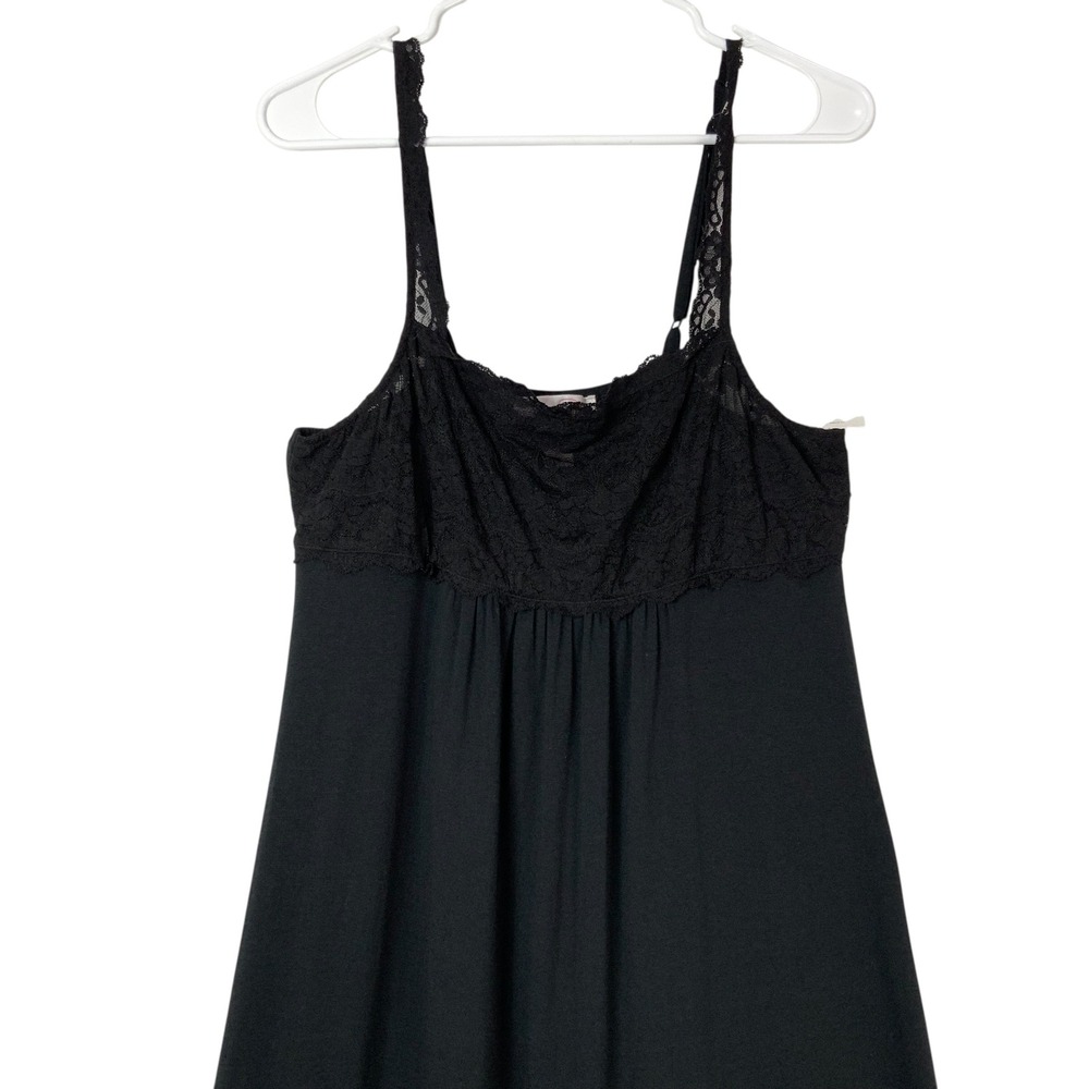 Oscar de la Renta Pink Label Black Nightgown L Pullover Scoop Sleeveless Lace - Picture 2 of 8